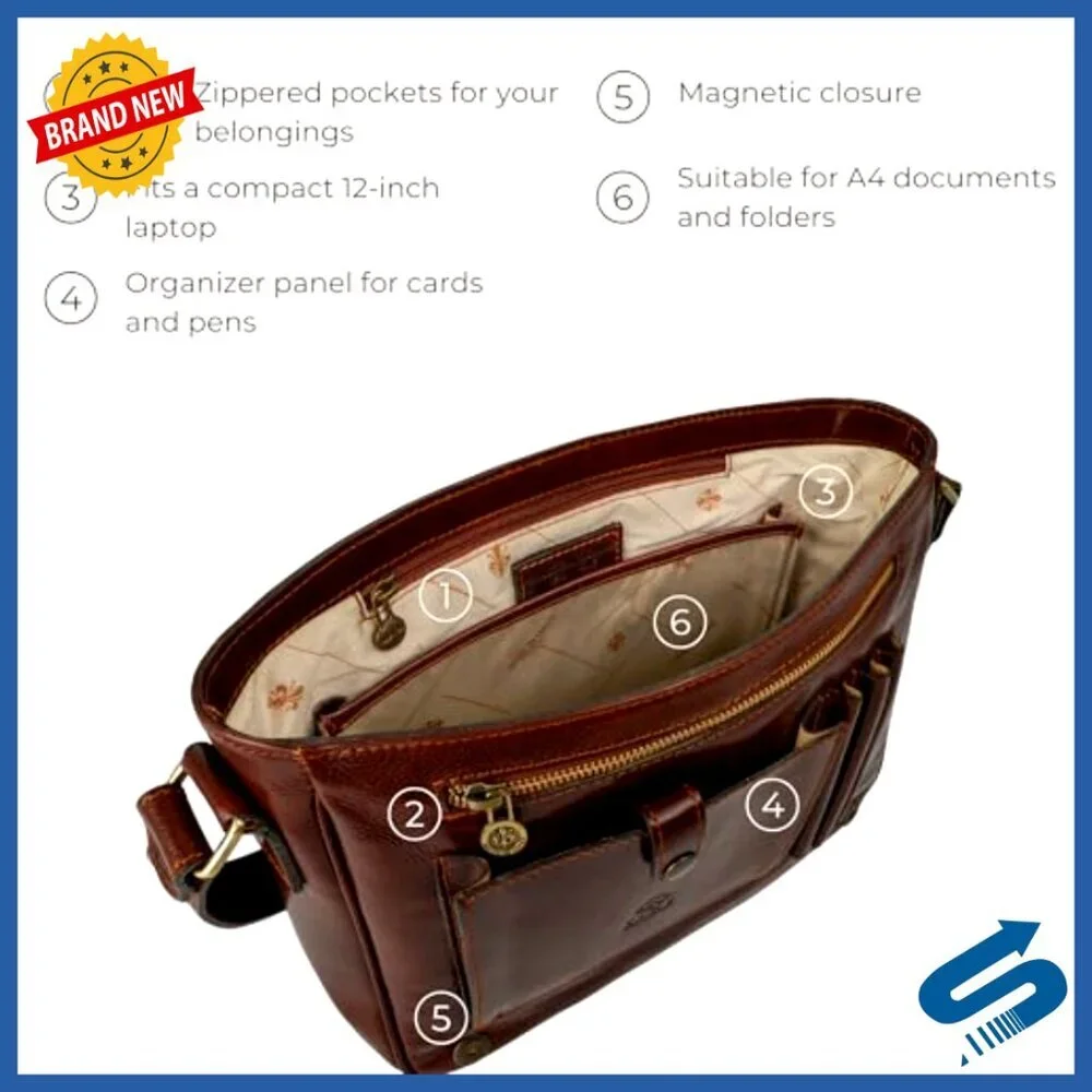 Handmade Italian Leather Messenger Bag, Crossbody Shoulder Bag for Men